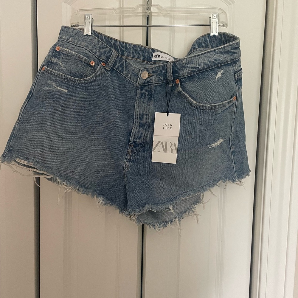ZARA high waist cutoff denim shorts